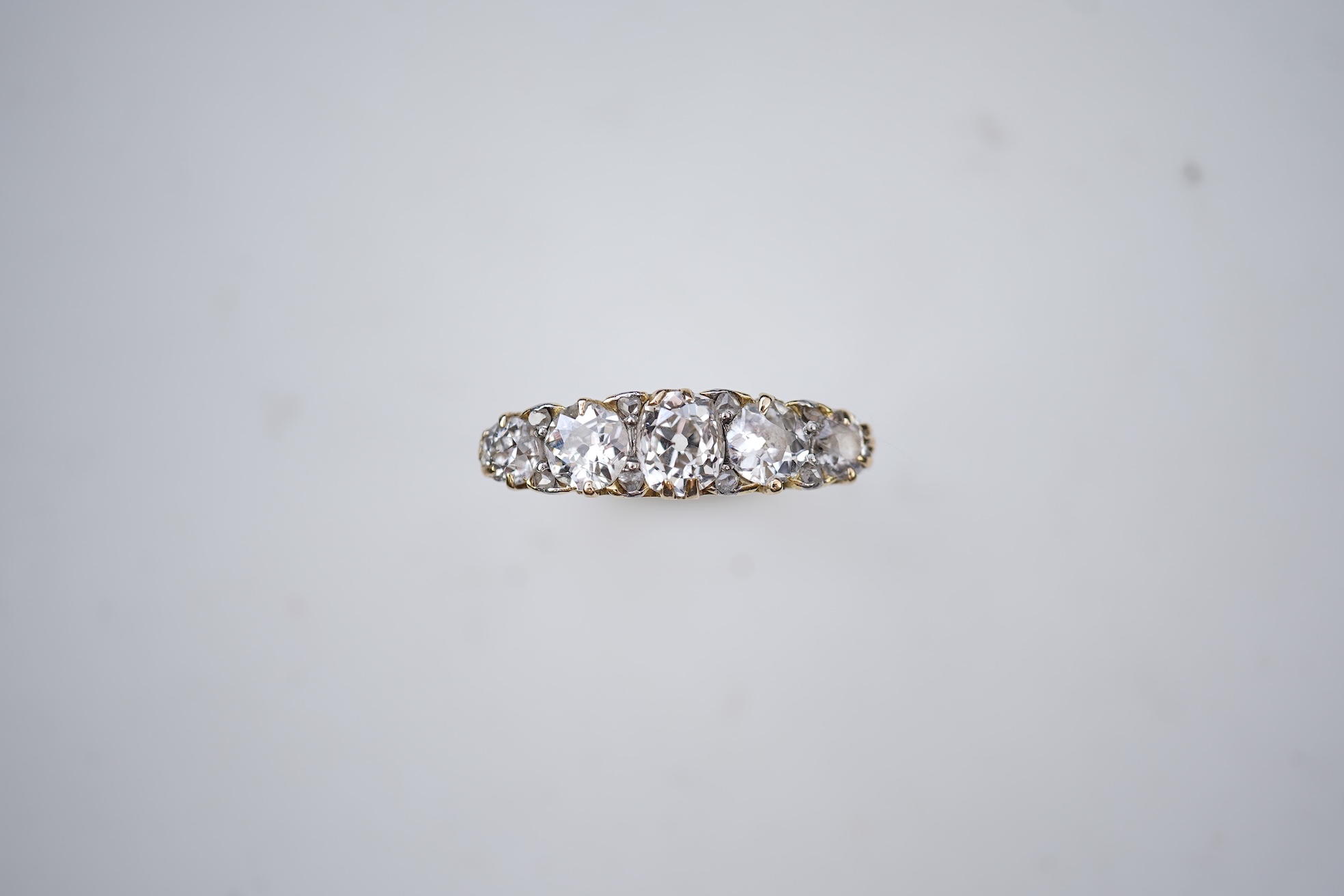 A Victorian five-stone diamond ring, late 19th century